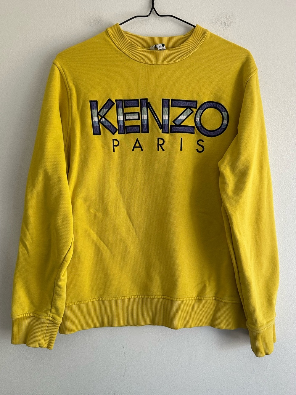Kenzo Paris Bright Yellow Logo Crewneck Sweatshirt Y2K Size Medium